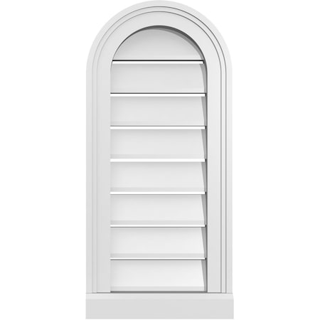 Ekena Millwork Round Top Surface Mount PVC Gable Vent: Functional, w/ 2"W x 2"P Brickmould Sill Frame, 12"W x 26"H GVPRT12X2603SF